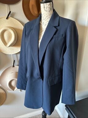 Abercrombie & Fitch Navy Single-Button Blazer Jacket